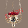 Hanging Lamp with medallions, golden and enameled