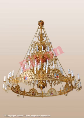 Chandelier 54 lights, 3 rows, with circle of 32 lights