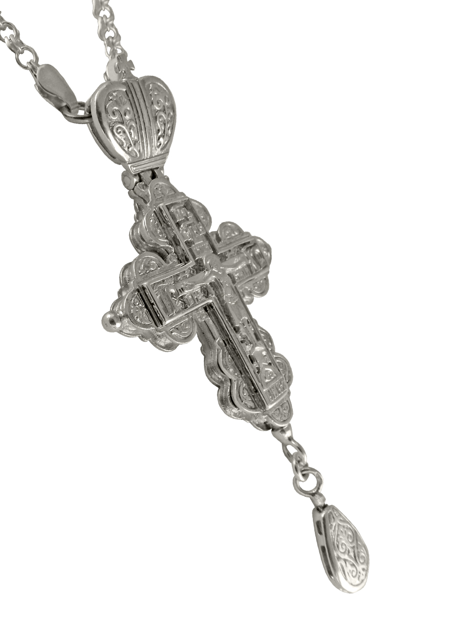 Cruce pectorală cu loc de Sfinte Moaște, din argint masiv 4 - EIKON Cruce pectorală cu loc de Sfinte Moaște, din argint masiv