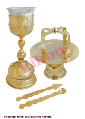 Set sfinte vase aurit - cupa din argint 0,3L