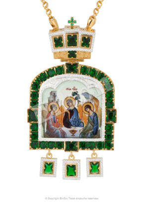 Cruce pectorală cu pietre verzi