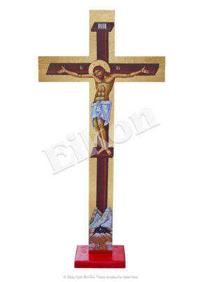 Cruce din lemn cu foiță aurie, pentru Altar - Troiță