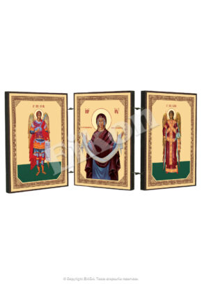 Triptic MDF – Acoperământul Maicii Domnului și Sf. Arhangheli