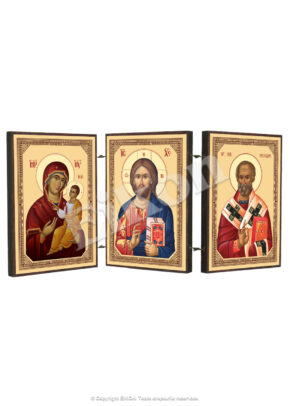 Triptic MDF - Maica Domnului, Iisus Hristos și Sf. Nicolae