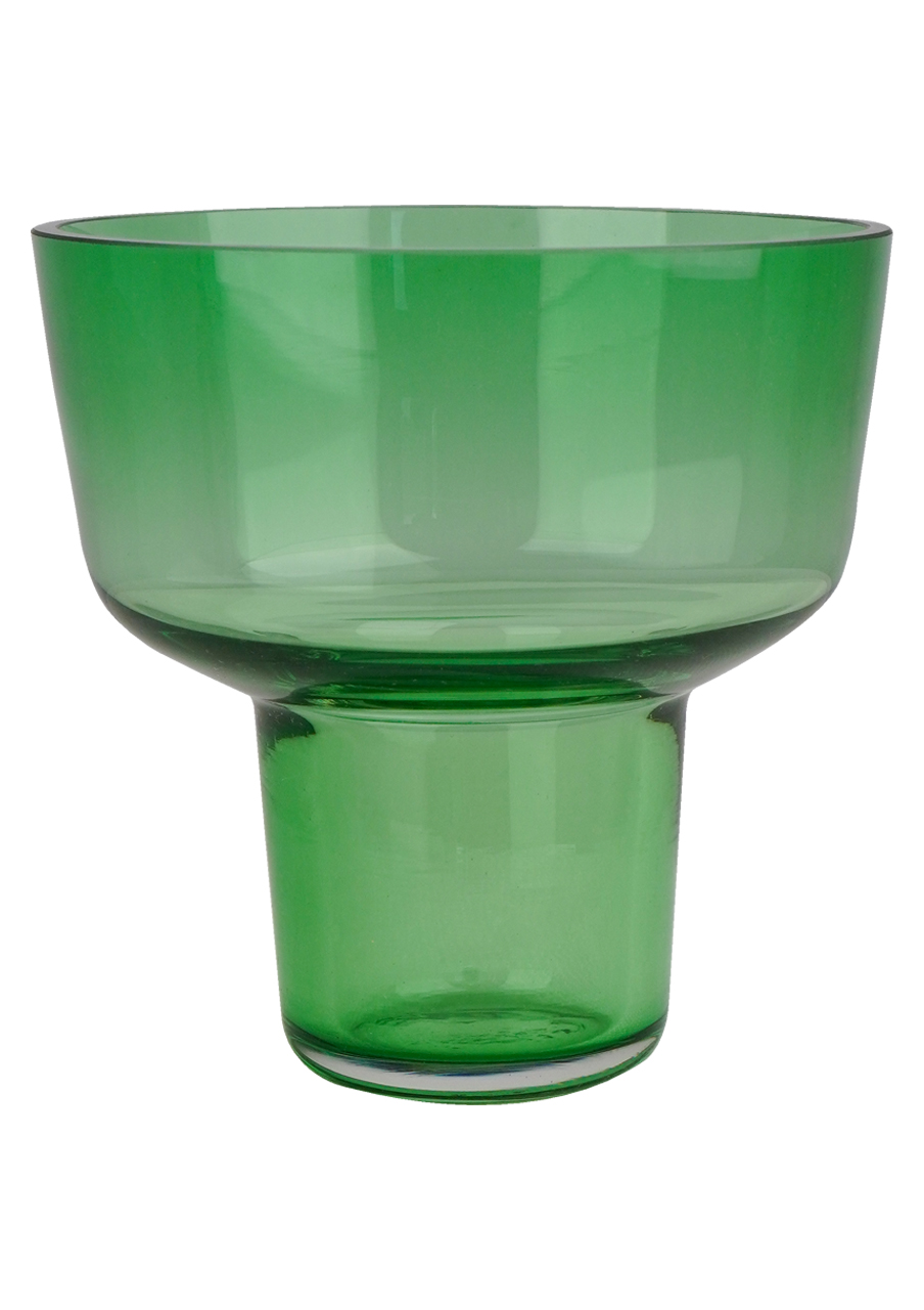 Pahar pentru candelă din sticlă verde, suflată manual