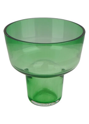 Pahar pentru candelă din sticlă verde, suflată manual