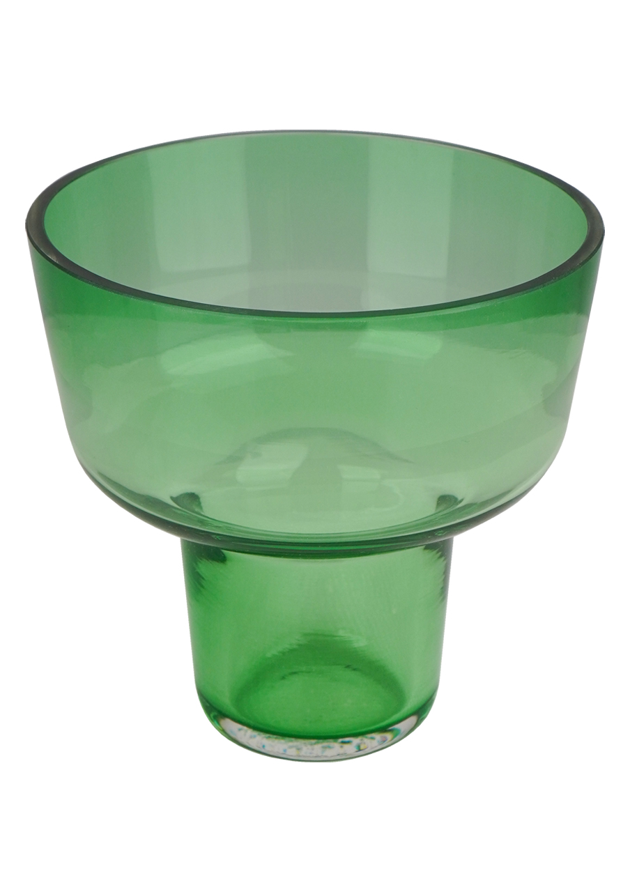 Pahar pentru candelă din sticlă verde, suflată manual