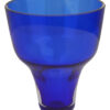 Pahar pentru candelă din sticlă albastră, suflată manual. Sticla este groasă și de calitate, cu mare rezistență la șocuri. Înălțime 12 cm, diametru 10 cm, diametru bazei 4 cm.