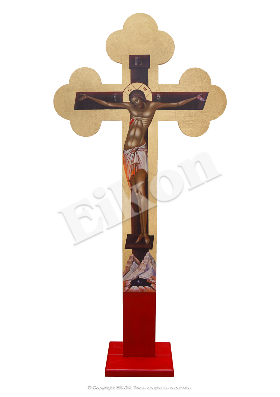 Cruce din lemn cu foiță aurie, pentru Altar - Troiță