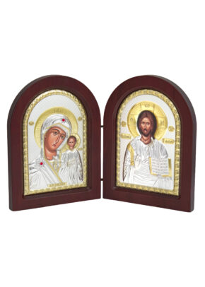 Diptic argintat - Maica Domnului și Iisus Hristos