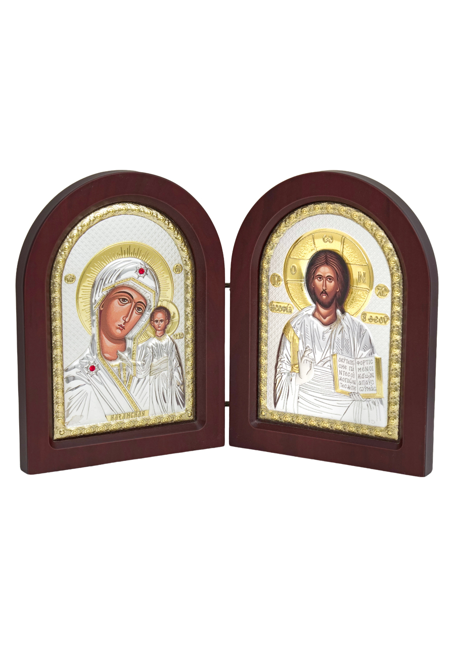 Diptic argintat - Maica Domnului și Iisus Hristos 2 - EIKON Diptic argintat - Maica Domnului și Iisus Hristos