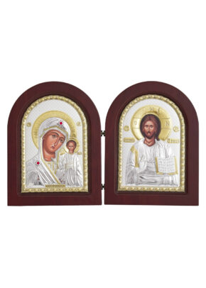 Diptic argintat - Maica Domnului și Iisus Hristos