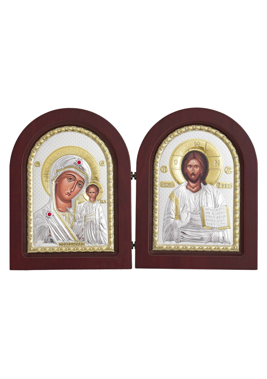Diptic argintat - Maica Domnului și Iisus Hristos 1 - EIKON Diptic argintat - Maica Domnului și Iisus Hristos